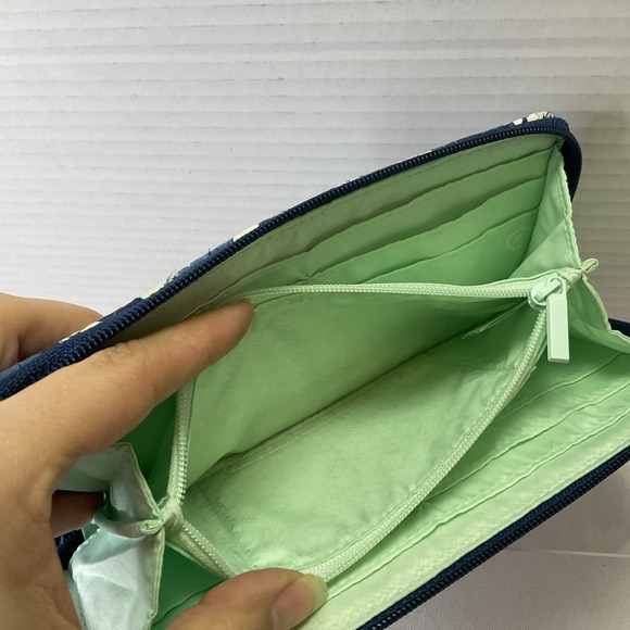 Vera Bradley Wristlet Wallet, Blue, Teal Floral Design W/ Silver accents. - Picture 7 of 7